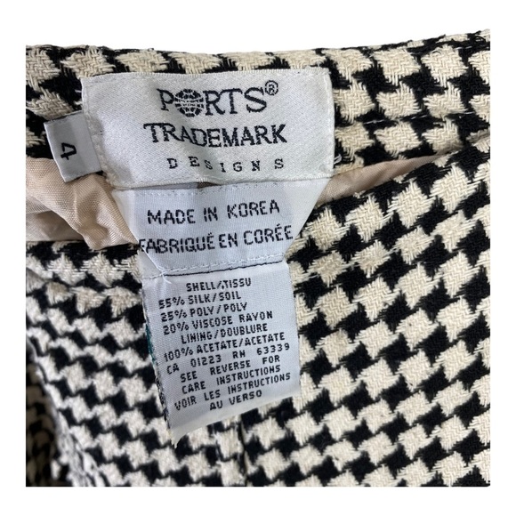 Ports Designs Vintage Off White and Black Houndstooth Knit Silk Pleated Skirt 2 - Picture 6 of 7